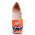 peep toe femme orange 15cm super talon compensé